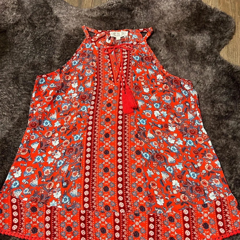 Boho Floral Sleeveless Top - Picture 1 of 3